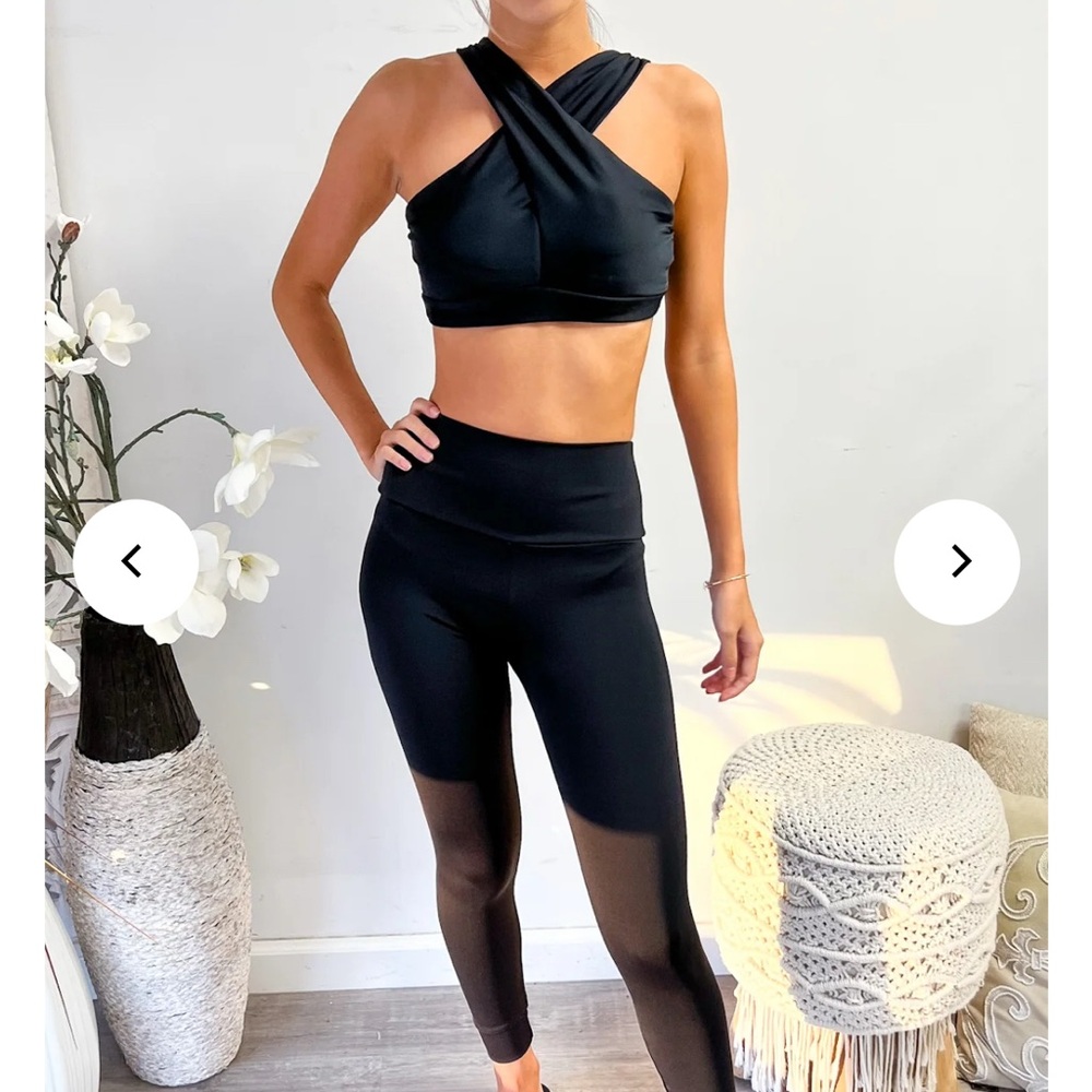 NWT Lanston Sport Black Cross Halter Sports Bra